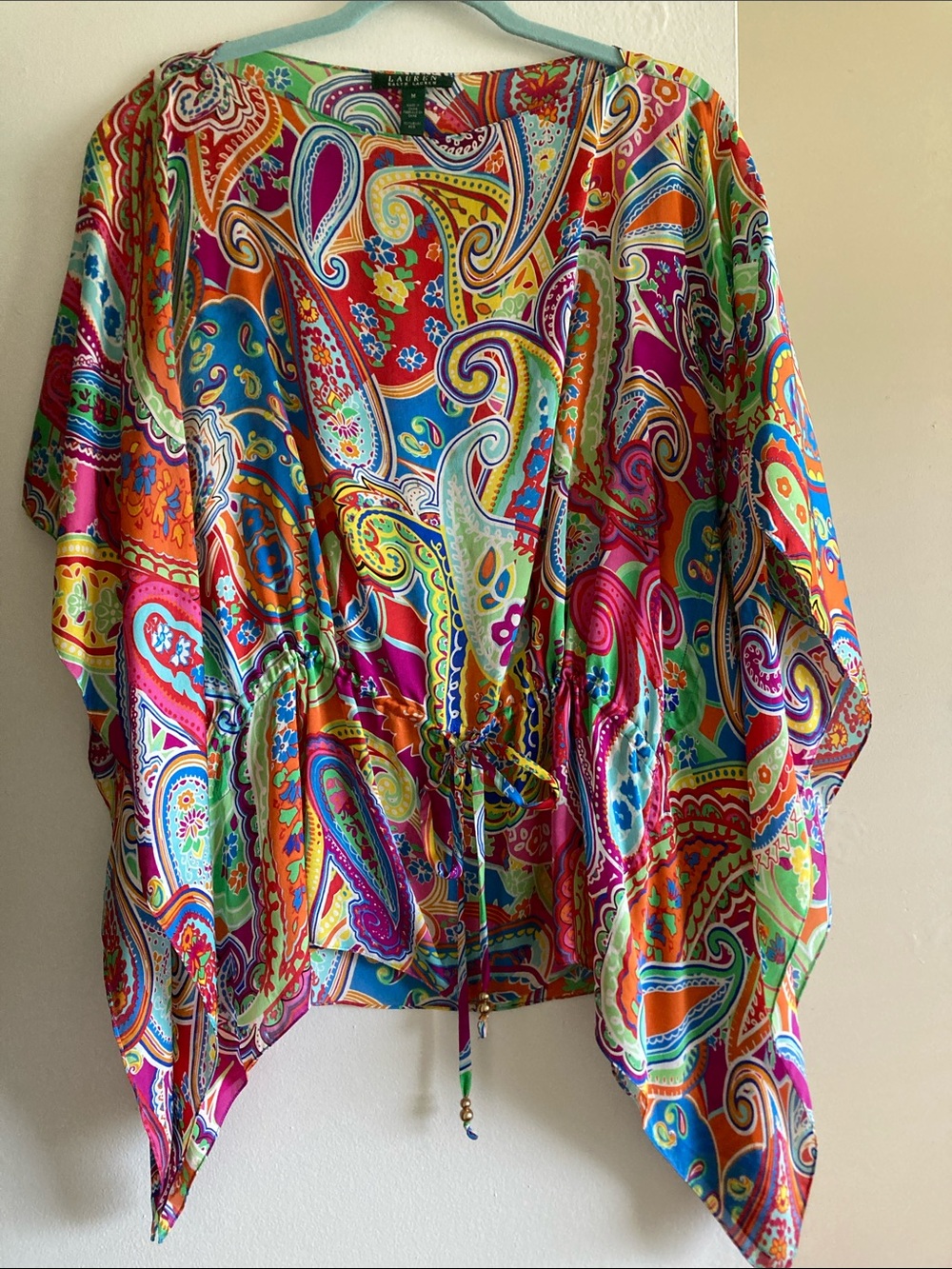 Ralph Lauren 100% Silk Paisley Blouse Top M Vintage
